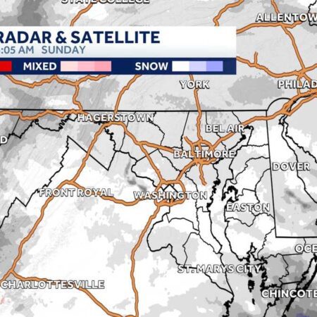 Storm arrives early Sunday to mix with sleet