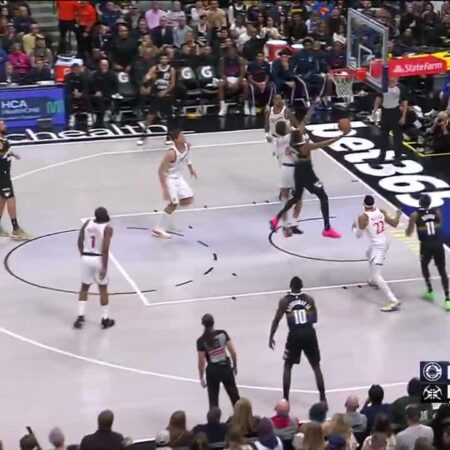 [Highlight] Peyton Watson is getting busy early: a free-throw line floater, another floater out of the pick-and-roll, a nice dish to Jonas Valančiūnas for the dunk, and a tough contested layup-“Peyton Watson Shines Early with Impressive Floater and Assists”